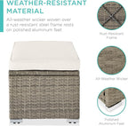Best Choice Products Set of 2 Wicker Ottomans, Multipurpose Outdoor Furniture for Patio, Backyard, Additional Seating, Footrest, Side Table w/Storage, Removable Cushions - White Sand/Taupe