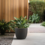 Kante 14 Inch Dia Round Concrete Planter, Indoor Outdoor Large Plant Pot with Drainage Hole and Rubber Plug for Home Patio Garden, Oil Rubbed Bronze