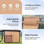 Folding Chaise Lounge Chair 2 Pack - 400lb Capacity, 5-Position Adjustable Recliner with Pillow | Portable for Patio, Pool, Camping & Sunbathing (Beige)