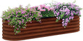 Outsunny 6.5' x 2' x 1.4' Galvanized Raised Garden Bed Kit, Outdoor Metal Elevated Planter Box with Safety Edging, Easy DIY Stock Tank for Growing Flowers, Herbs & Vegetables, Brown