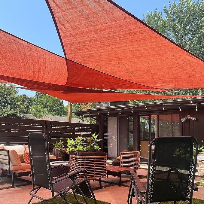 LOVE STORY Custom Size 12'x14'x18.4' Terra Red Sun Shade Sail Right Triangle Sunshade Fabric Awning Canopy for Patio Backyard Carport Pergola (Customized)