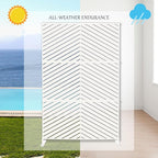 Chevron Garden Privacy Screen, White Metal Freestanding Divider