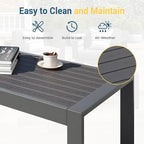 Modern Aluminum Outdoor Coffee Table, All-Weather Metal Rectangle Table for Patio, Balcony or Garden, Dark Grey