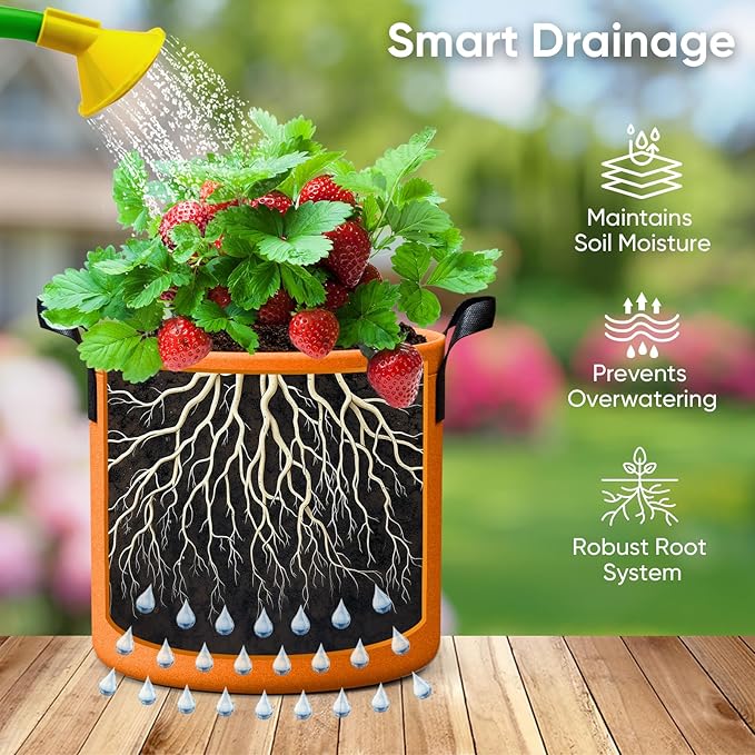 20 Gallon Large Potato Grow Bags - 6-Pack Colored Aeration Fabric Pots with Flap/Handles/6 Pcs Plant Labels