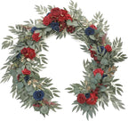 Artificial Flower Garland, 6ft Faux Silk Eucalyptus Vine in Dark Red