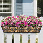 6 Pack 30 Inch Window Boxes Planters Railing Planter Box with Adjustable Brackets & Coco Liners Fabric Plant Grow Bags Deck Railing Planter Boxes Balcony Hanging Flower Box for Outdoor Plants