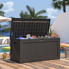 Patiowell 120 Gallon Large Deck Box, Outdoor Lockable Storage Box for Gardening Tools, Waterproof Deck Box for Patio Furniture, Black