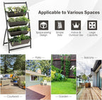 Giantex 2 Pcs 4.1FT Vertical Raised Garden Bed, 4-Tier Elevated Planter Box w/4 Containers & Drainage Holes, Indoor Outdoor Freestanding Planter for Vegetables, Herbs, Flowers, Heavy-Duty Metal Frame