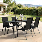 JEAREY Patio Dining Chairs Set of 4, Outdoor Stackable Dining Furniture Set, All Weather Dining Set for Lawn, Garden, Backyard, Poolside, Black