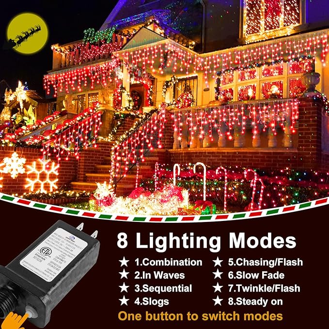 String Lights, 400 LED, 33 ft Red, 8 Lighting Modes for Indoor and Outdoor Use