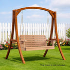 VINGLI Heavy Duty 1600 LBS HDPE Porch Swing Outdoor with Rotatable Cup Holder, 4 FT Patio Bench Swing with Adjustable Chains, 2 Person Hanging Porch Swing Chair for Porch, Yard, Tree, Garden - Teak