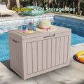 Deck Box, 45 Gallon Resin Storage Box with Lockable Latches in Greige