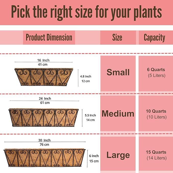 LaLaGreen Wall Planter - 4 Pack, 30 Inch Large Black Window Flower Basket Boxes Outdoor Attach House, Rectangular Deck Railing Hanging Pot with Coco Liner Over Rail Fence Balcony Patio Porch