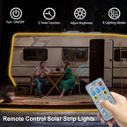 DBFAIRY 50Ft Solar LED Strip Lights Outdoor, Large Capacity Solar Powered Light Strip Auto On/Off with Remote Timer 8 Lighting Modes for Pathway Patio Pool Camping Decor, 2700K Warm White