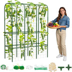 65" Tall Cucumber Trellis for Raised Bed, Garden Trellis for Climbing Plants Outdoor, U-Shape Metal Arch Vegetables Trellis Plant Support for Zucchini Squash Vines