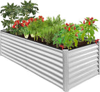 Best Choice Products 8x4x2ft Outdoor Metal Raised Garden Bed, Deep Root Planter Box for Vegetables, Herbs & Flowers, 478-Gallon Capacity, 100% Non Toxic Materials - Galvanized