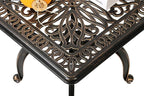 C/G Cast Aluminum Side Table,Decorative Outdoor End Table, Ornate Floral Pattern (Square, Copper)