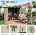 LHBcraft Waterproof Outdoor Storage Box 36 Cu Ft with Lockable Doors, Portable Horizontal Resin Storage Shed, Easy to Assemble, Outdoor Storage Cabinet for Backyards, Brown-Beige