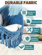 Chihee Hammock Chair Super Large Hanging Chair Soft-Spun Cotton Rope Weaving Chair, Collapsible Strong Metal Spreader Bar Wide Seat Lace Stretch Swing Chair Indoor Outdoor Garden Yard Theme Decoration