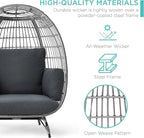 Best Choice Products Wicker Egg Chair, Oversized Indoor Outdoor Lounger for Patio, Backyard, Living Room w/ 4 Cushions, Steel Frame, 440lb Capacity - Gray/Charcoal