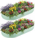 WORKPRO 2PK 8x4x1ft Outdoor Galvanized Raised Garden Bed, Easy Assembly Planter Raised Beds for Vegetable, Flowers, Herbs, Light Green
