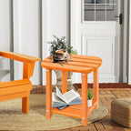 LZRS Outdoor Side Table - 2-Tier Adirondack HDPE Patio End Table for Pool, Porch,Balcony & Backyard,Weather Resistance for Indoor and Outdoor use(Orange)