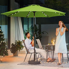 JEAREY 9FT Outdoor Patio Umbrella with Solar Lights, LED Lighted Pool Umbrella with Tilt and Crank, Outdoor Table Umbrellas for Deck, Yard & Market (Grass Green)