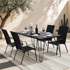 JEAREY Patio Dining Chairs Set of 4, Outdoor Stackable Dining Furniture Set, All Weather Dining Set for Lawn, Garden, Backyard, Poolside, Black