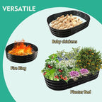 6X3X1 FT Oval Galvanized Metal Garden Raised Bed/Plant Box for Planting,36 Inches Diameter Iron Fire Pit Ring,Small Animal Fence-3 in 1 Modular Design in Black (Black, 72X36X11.5 Inches)
