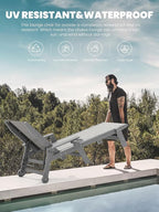 SERWALL Textilene Patio Chaise Lounge Chair Set of 2, 5 Positions Outdoor Lounger with Rolling Wheels for Pool, Deck, Grey