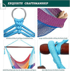 Caribbean Hammock Swing Chair with Spreader Bar, Large Hammock Chair, Hand Craft Rope Hanging Chair Outdoor, Indoor, Bedroom, 330 LBS Weight Capacity, Rainbow