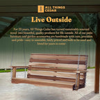 All Things Cedar Wooden Porch Swing, Outdoor Patio Furniture, 4 Foot, Natural