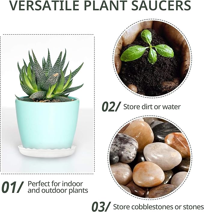 13 Pack Plant Saucer, 8 10 12 Inch Durable Plastic Plant Trays for Pots, White & Black Round Plant Pot Saucers, Drip Tray for Indoor and Outdoor Garden (for 5 6 7 8 9 10 Inch Pot)