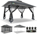 COBIZI 10x15 FT Pop up Gazebo on Clearance - Outdoor pop up Canopy Tent,carpas para Patio, Shelter - Screen Tents with Portable Carry Bag, Patio Gazebos for Camping,Garden,Deck,Backyard,Darkgrey
