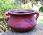 Egyptian Era Designed Earthen Ware Terra-Cotta Vessel/Planter with Looped Handles (Red)