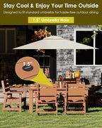 GREENVINES 5-Piece Outdoor Dining Set | HDPE | Patio Table and Chairs Sets for 4 | Patio Furniture | All Weather | Umbrella Hole | Teak | for Backyard Poolside Garden