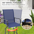 5 PCS Outdoor Bar Set with Outdoor Bistro Table and Chairs Set of 4, Bar Height Outdoor Dining Set, All Weather Mental Textilene High Swivel Bar Stools Chair Set of 4 and High Glass Bar Table