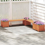 Giantex 4-in-1 Outdoor Bench with 4 Planter Boxes, Wood with Teak Oil Finish, Garden Bench Seat with Raised Garden Beds for Porch Balcony Lawn Yard, DIY Assembly, Orange
