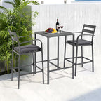 VINGLI 3-Piece Outdoor Bar Set, Aluminum Bar Height Table & 2 Chairs with Cushions, Outdoor Bistro Set for Patio, Backyard, Poolside, Garden(Gray)