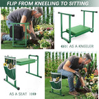 FLINTER Garden Kneelers Seat, Stable and Save Tip-Resistant Design 10.2" Wider Garden Kneeler and Seat with Handle, Heavy Duty Gardening Stool for Seniors, Gardening Weeding Bench for Parents - Green