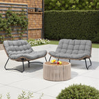 Crestlive Products Outdoor Loveseat 2PCS, Patio Conversation Set, All-Weather Boho Rattan Patio Furniture with Soft Cushion for Balcony, Poolside, Backyard (Without Table)