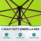 AreShark 7.5FT Patio Umbrella Table Market Umbrella with 6 Sturdy Ribs, Button Tilt/Crank Heavy-Duty Round Outdoor Umbrellas for Garden, Deck, Backyard,and Pool, Apple Green