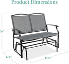 Best Choice Products 2-Person Outdoor Patio Swing Glider Steel Bench Loveseat Rocker for Deck, Porch w/Textilene Fabric, Steel Frame - Gray