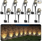 Outdoor Landscape Lighting, 8 Pack Outdoor Spotlights, LED Landscape Lights for House Yard Garden Lawn Tree Fence Plant Flags Pathway, 12V 2700K Warm White, IP65 Waterproof