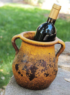 Goodman and Wife Egyptian Era Designed Earthen Ware Terra-Cotta Vessel/Planter with Looped Handles (Tulip Pumpkin Yellow)