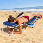 ABORON Tanning Chair with Face Hole, 5-Position Adjustable Reclining Beach Lounge Chair, Folding Face Down Sun Lounger for Beach, Poolside, Patio, Lawn, Home(Multicolor Stripes)