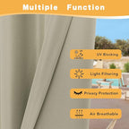 HolidayIdeas Outdoor Curtains for Patio Waterproof, 4 Panels - 54 x 95 Inch - Privacy Protection & Light Filtering Curtains Taupe Grommet Outside Curtains for Porch, Gazebo, Pergola, Backyard