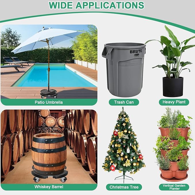 sanyi Plant Caddy with Wheels Heavy Duty, 15-21" Adjustable Plant Stand with Wheels, Large Plant Dolly Cart for Vertical Garden Tower, Vertical Planters, Patio Umbrella Base, Plant Pots, Trash Can
