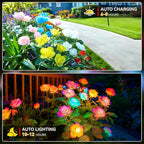 WdtPro Solar Lights Outdoor, 8 Pack Solar Garden Light with 40 Rose Flowers, 7 Color Changing Solar Powered Flowers Lights Waterproof for Outside Patio Yard Pathway Decor