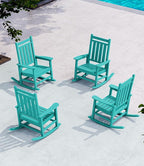 SERWALL Oversized Outdoor Rocking Chair Set of 4, HDPE Rocker for Adults, Patio Rocking Chairs for Porch, Aruba